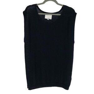 3.1 Phillip Lim Merino & Cashmere Blend Black Sleeveless Tunic size S *flaw*